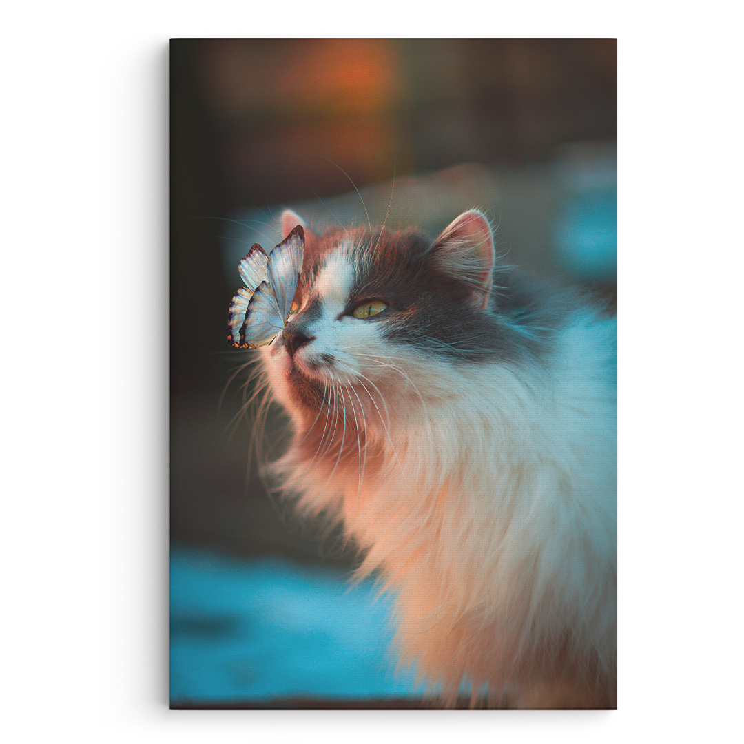 tablou-canvas-prietenie-pisica-si-fluturas-tablou-01-ceraprint