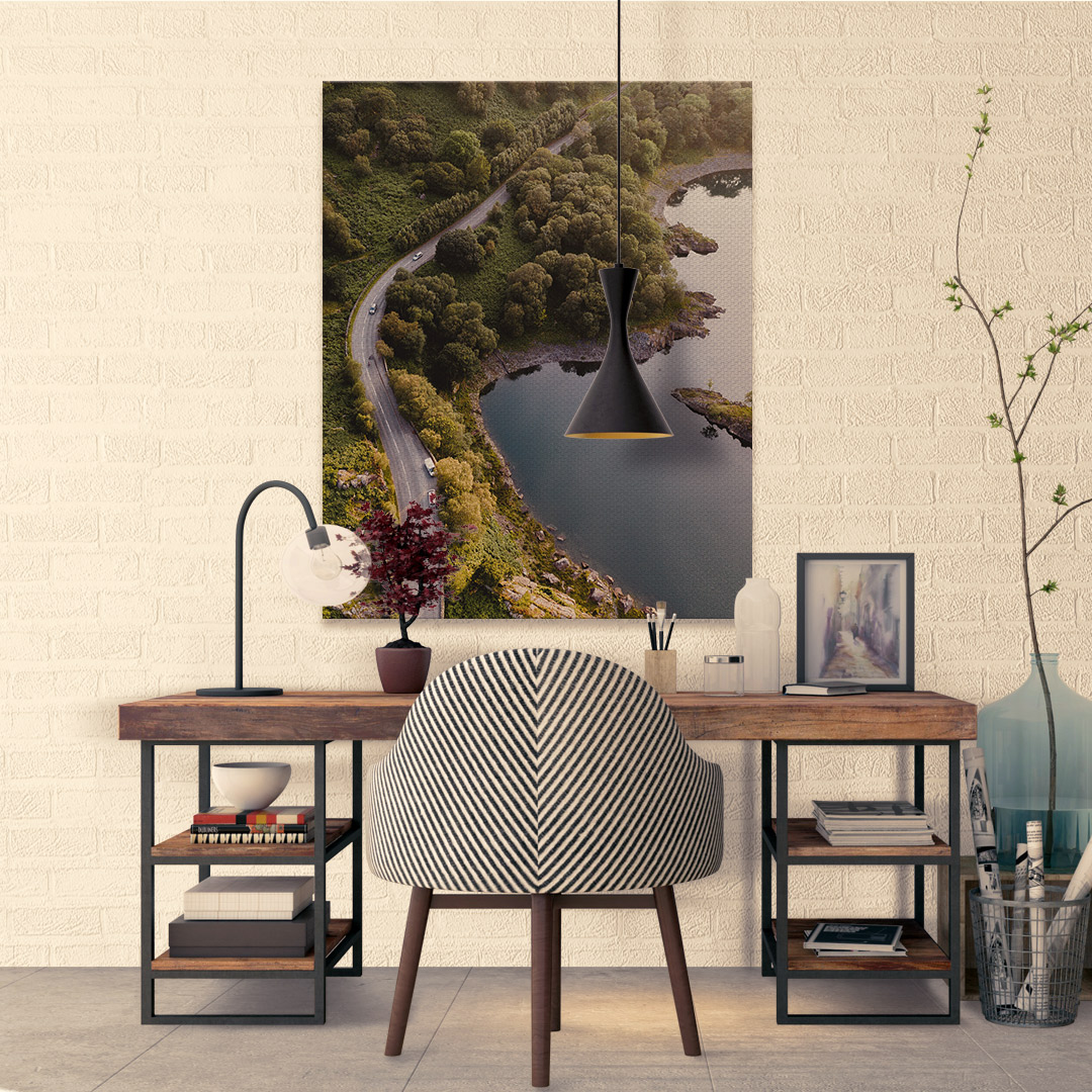 Tablou drum pe langa lac